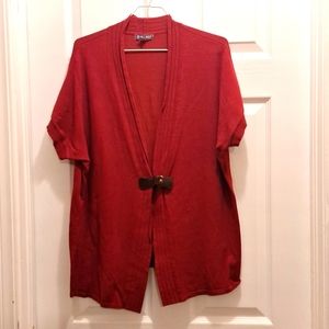 Rust colored short sleeve sweater.